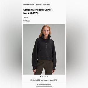 Lululemon Oversized Scuba Funnel-Neck Black XS/S